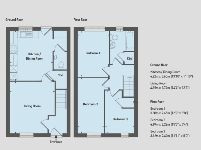 Floor plan, 3 bedroom house  - artist's impression subject to change